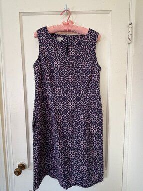 Talbots Navy Pink Geometric Floral Sleeveless Sheath Dress Size 10